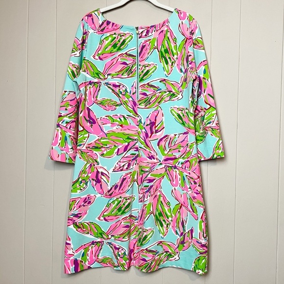 Lilly Pulitzer Charlene Dress Large In the Vias pink green tropical floral shift - Picture 7 of 16
